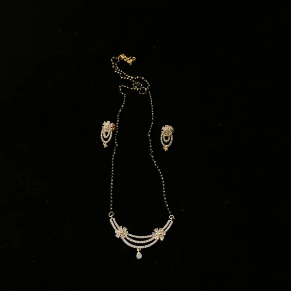 Floral Diamond Mangalsutra with Earings