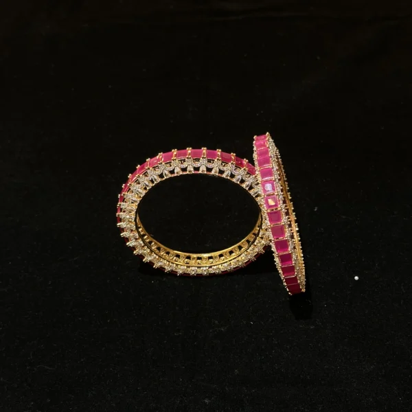 Gold-Plated Ruby-Studded Bangles
