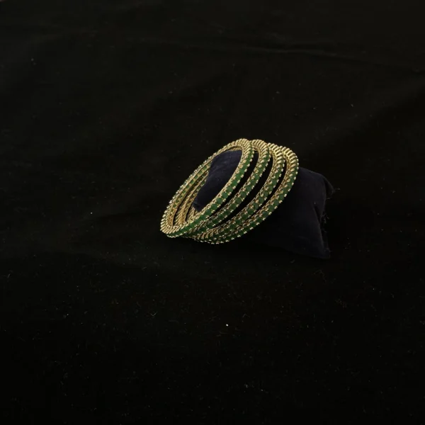 Gold & Green Stone-Studded Bangles