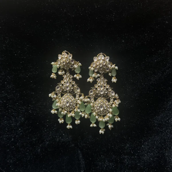 Kundan and Pastel green jhumki