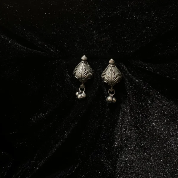 Ghungru Oxidised Silver Finish Earrings
