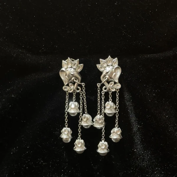 Elephant & Bells Oxidised Earrings