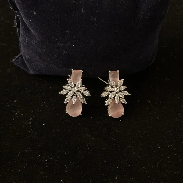 Double Stone Pink Diamond Earrings