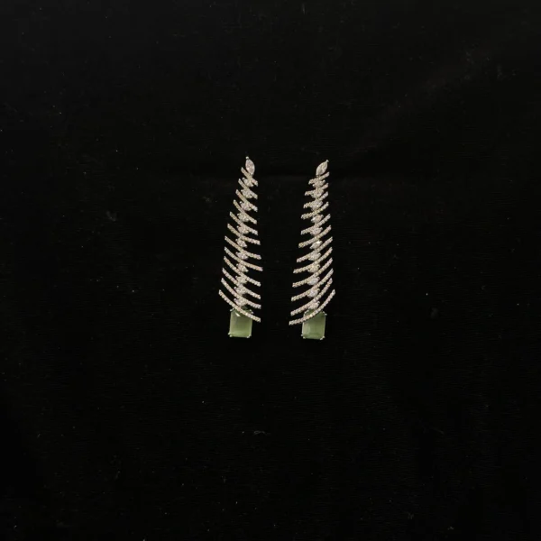 Diamond Green Dangle Earrings