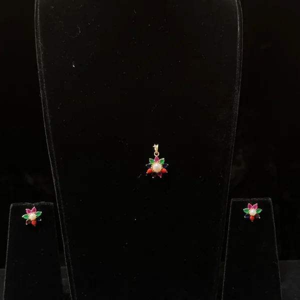 Diamond & Navratni  Pendant Set