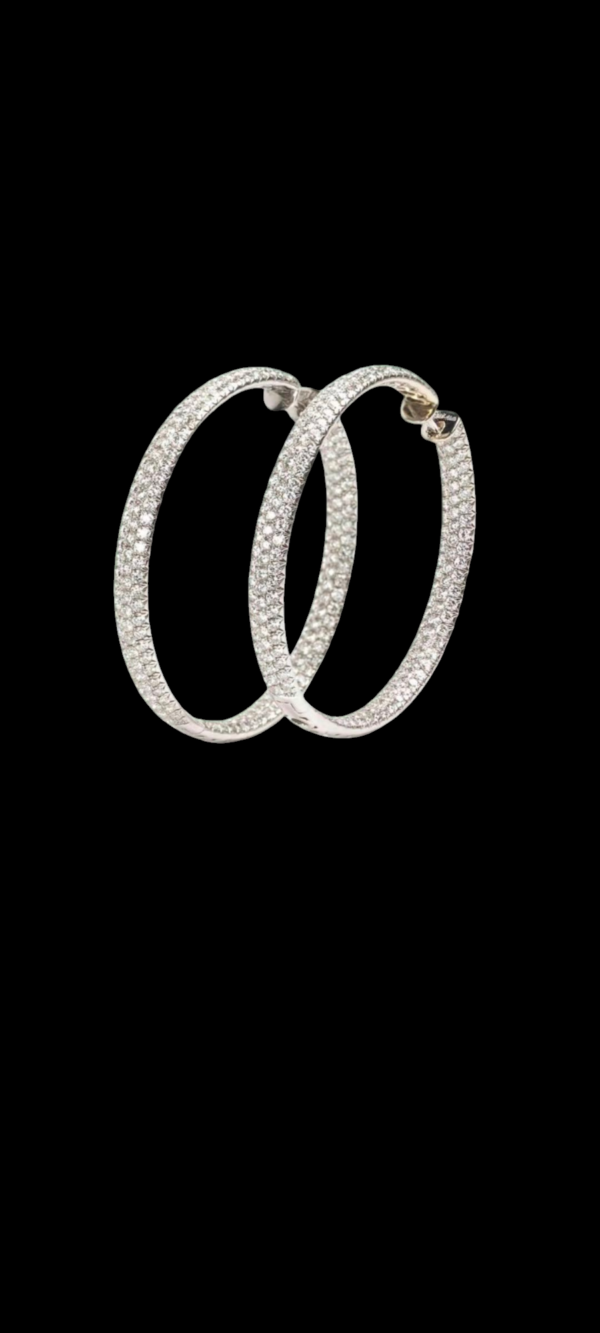 Silver Plated Contemporary American Diamond Studded Bali Hoop Earrings