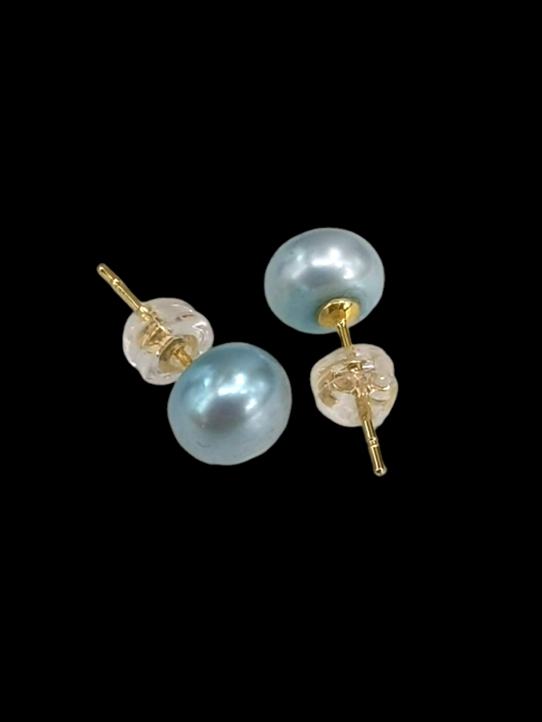 Sky Blue Pearl Stud Earrings For Women And Girls