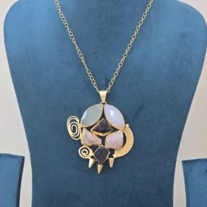 Golden Aura Multi-stone Pendant
