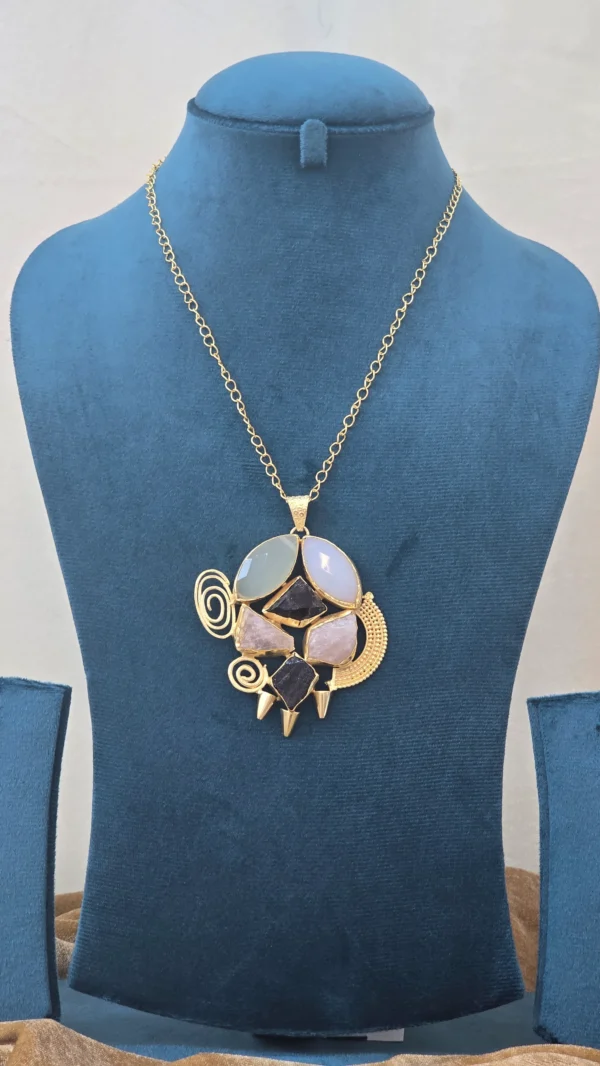 Golden Aura Multi-stone Pendant